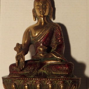 Bouddha bronze rouge et doré